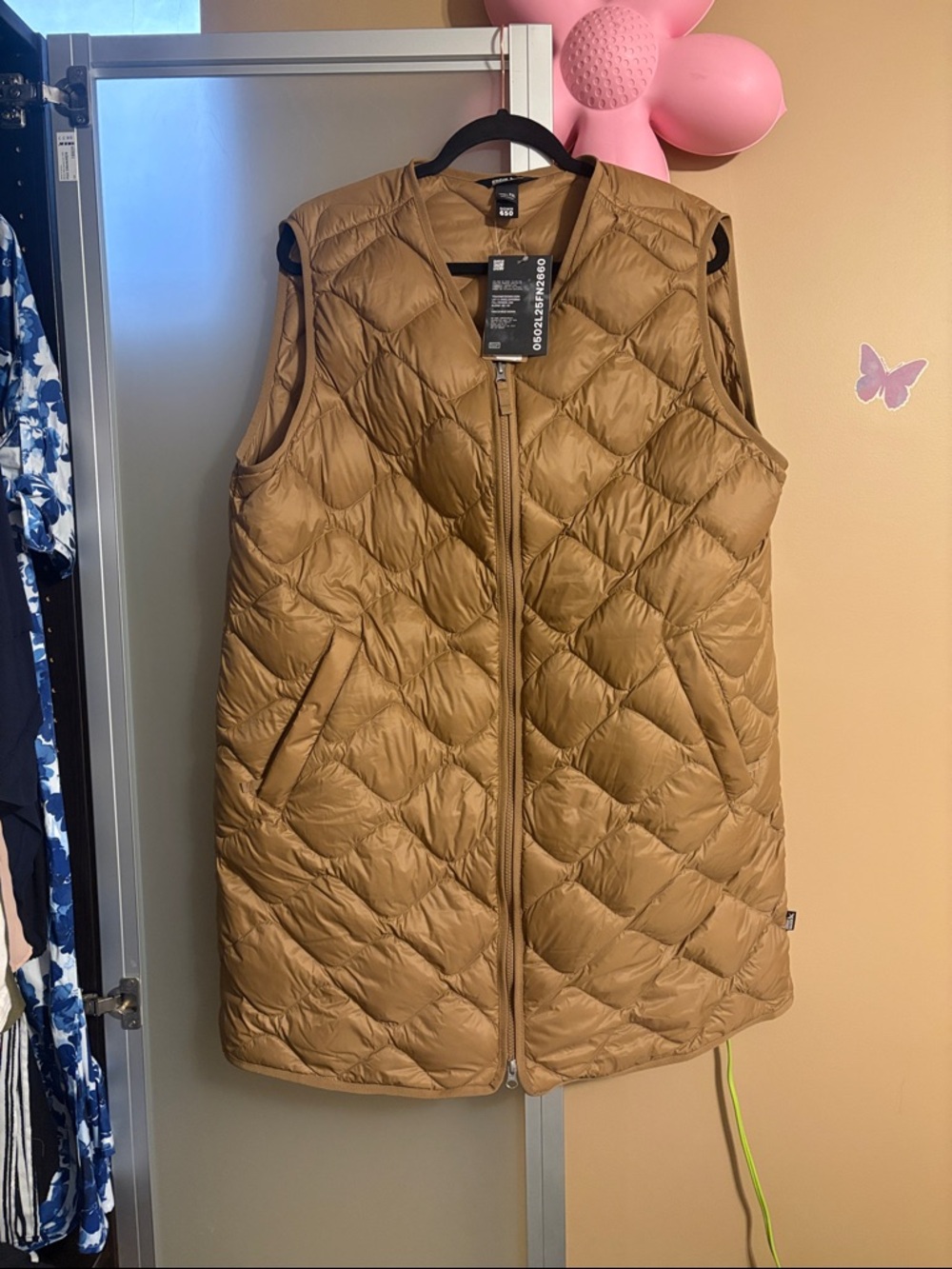 BNWT Eddie Bauer Shaw Down 650 Long Puffer Vest - Camel - Petite XL
